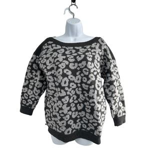 August Silk Women Gray Leopard‎ Print Pullover Sweater Medium
